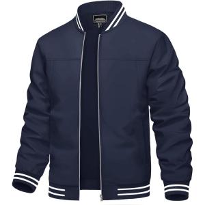 imageTACVASEN Mens Lightweight Jacket Casual Spring Fall Windbreaker Bomber Zip Up Coat With Pocket03navy