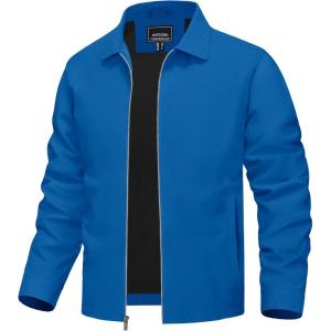 imageTACVASEN Mens Lightweight Windbreaker Full Zip Up Laydown Collar Jackets Light Casual Coat with Zip PocketsBlue Green