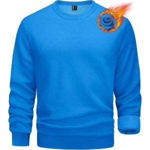 imageTACVASEN Mens Long Sleeve Crewneck Sweatshirt Winter and Fall Casual Warm Sweatshirt Fleece Lined PulloverBlue Green