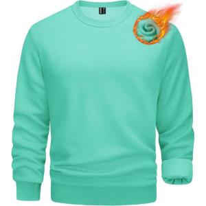 imageTACVASEN Mens Long Sleeve Crewneck Sweatshirt Winter and Fall Casual Warm Sweatshirt Fleece Lined PulloverMint Green