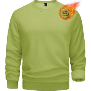 imageTACVASEN Mens Long Sleeve Crewneck Sweatshirt Winter and Fall Casual Warm Sweatshirt Fleece Lined PulloverOlive Green