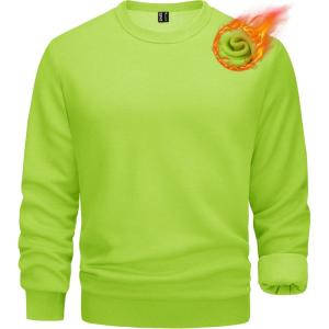 imageTACVASEN Mens Long Sleeve Crewneck Sweatshirt Winter and Fall Casual Warm Sweatshirt Fleece Lined PulloverYellow Green