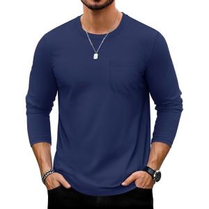 imageTACVASEN Mens Long Sleeve Tee Shirts Cotton Lightweight Casual Pocket Crew Neck Work T Shirts for All Season03navy