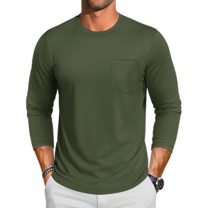 imageTACVASEN Mens Long Sleeve Tee Shirts Cotton Lightweight Casual Pocket Crew Neck Work T Shirts for All Season05armygreen