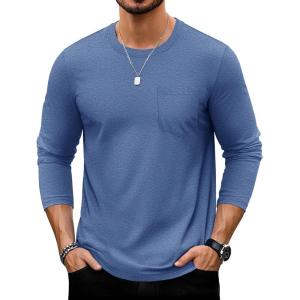 imageTACVASEN Mens Long Sleeve Tee Shirts Cotton Lightweight Casual Pocket Crew Neck Work T Shirts for All Season08gray Blue Gray