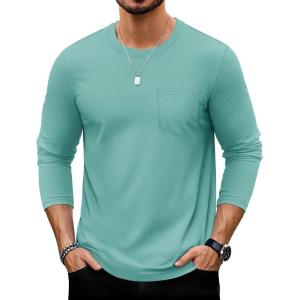 imageTACVASEN Mens Long Sleeve Tee Shirts Cotton Lightweight Casual Pocket Crew Neck Work T Shirts for All Season09graygreen