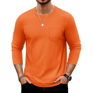 imageTACVASEN Mens Long Sleeve Tee Shirts Cotton Lightweight Casual Pocket Crew Neck Work T Shirts for All Season19orange
