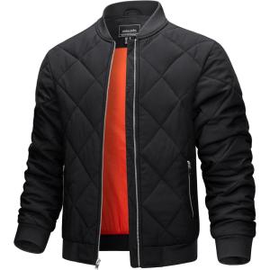 imageTACVASEN Mens Padded Jackets Winter Full Zipper Fleece Outwear Casual Windproof Bomber Varsity CoatBlack