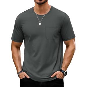 imageTACVASEN Mens Pocket TShirts UPF 50 Short Sleeve Tshirts Mositure Wicking Lightweight Casual Shirt Summer Cooling TeeDark Grey
