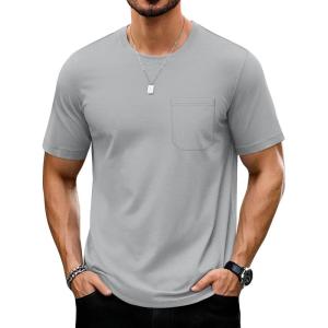 imageTACVASEN Mens Pocket TShirts UPF 50 Short Sleeve Tshirts Mositure Wicking Lightweight Casual Shirt Summer Cooling TeeLight Grey