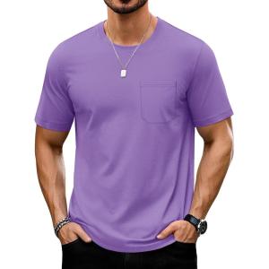 imageTACVASEN Mens Pocket TShirts UPF 50 Short Sleeve Tshirts Mositure Wicking Lightweight Casual Shirt Summer Cooling TeeLight Purple