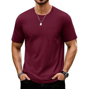 imageTACVASEN Mens Pocket TShirts UPF 50 Short Sleeve Tshirts Mositure Wicking Lightweight Casual Shirt Summer Cooling TeeWine Red