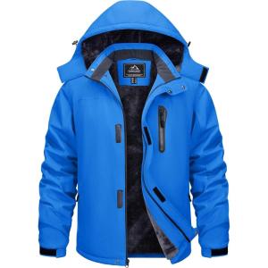 imageTACVASEN Mens Ski Snowboard Jacket Warm Winter Windproof Hiking Fishing Travel Fleece Lined Jacket Hooded with PocketsBlue