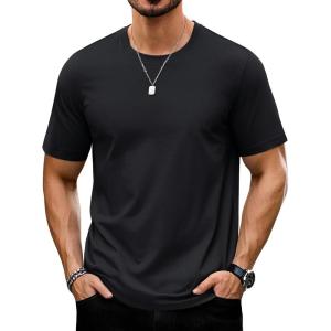 imageTACVASEN Mens TShirts Short Sleeve UPF50 Mositure Wicking Shirts Lightweight Cooling Crew Neck TshirtBlack