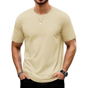 imageTACVASEN Mens TShirts Short Sleeve UPF50 Mositure Wicking Shirts Lightweight Cooling Crew Neck TshirtLight Apricot