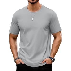 imageTACVASEN Mens TShirts Short Sleeve UPF50 Mositure Wicking Shirts Lightweight Cooling Crew Neck TshirtLight Grey