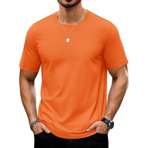 imageTACVASEN Mens TShirts Short Sleeve UPF50 Mositure Wicking Shirts Lightweight Cooling Crew Neck TshirtOrange