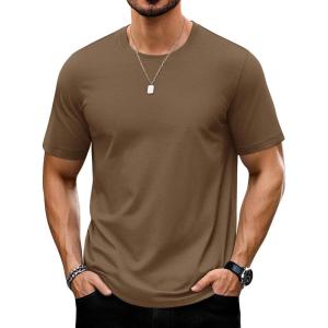 imageTACVASEN Mens TShirts Short Sleeve UPF50 Mositure Wicking Shirts Lightweight Cooling Crew Neck TshirtWolfbrown
