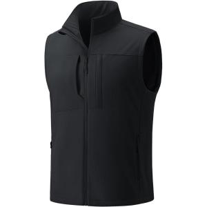 imageTACVASEN Mens Windproof Lightweight Vest Waterproof with Pockets Softshell Sleeveless Fleece Jacket for Hiking GolfBlack