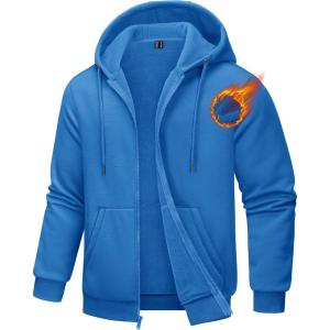 imageTACVASEN Mens Zip Up Hoodie Fleece Lined Hoodie Jacket Men Full Zip Sweatshirts Outdoor Thermal Athletic HoodiesBlue Green