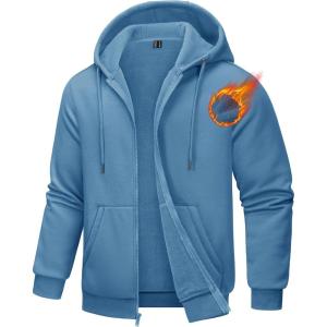 imageTACVASEN Mens Zip Up Hoodie Fleece Lined Hoodie Jacket Men Full Zip Sweatshirts Outdoor Thermal Athletic HoodiesHaze Blue