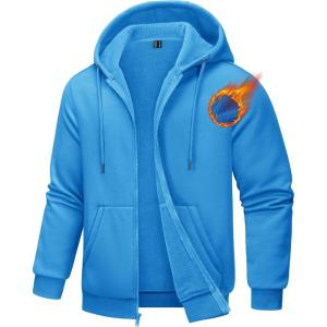 imageTACVASEN Mens Zip Up Hoodie Fleece Lined Hoodie Jacket Men Full Zip Sweatshirts Outdoor Thermal Athletic HoodiesIce Blue