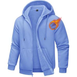 imageTACVASEN Mens Zip Up Hoodie Fleece Lined Hoodie Jacket Men Full Zip Sweatshirts Outdoor Thermal Athletic HoodiesLight Blue