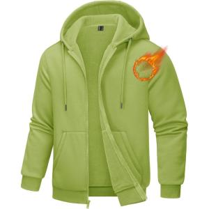 imageTACVASEN Mens Zip Up Hoodie Fleece Lined Hoodie Jacket Men Full Zip Sweatshirts Outdoor Thermal Athletic HoodiesOlive Green