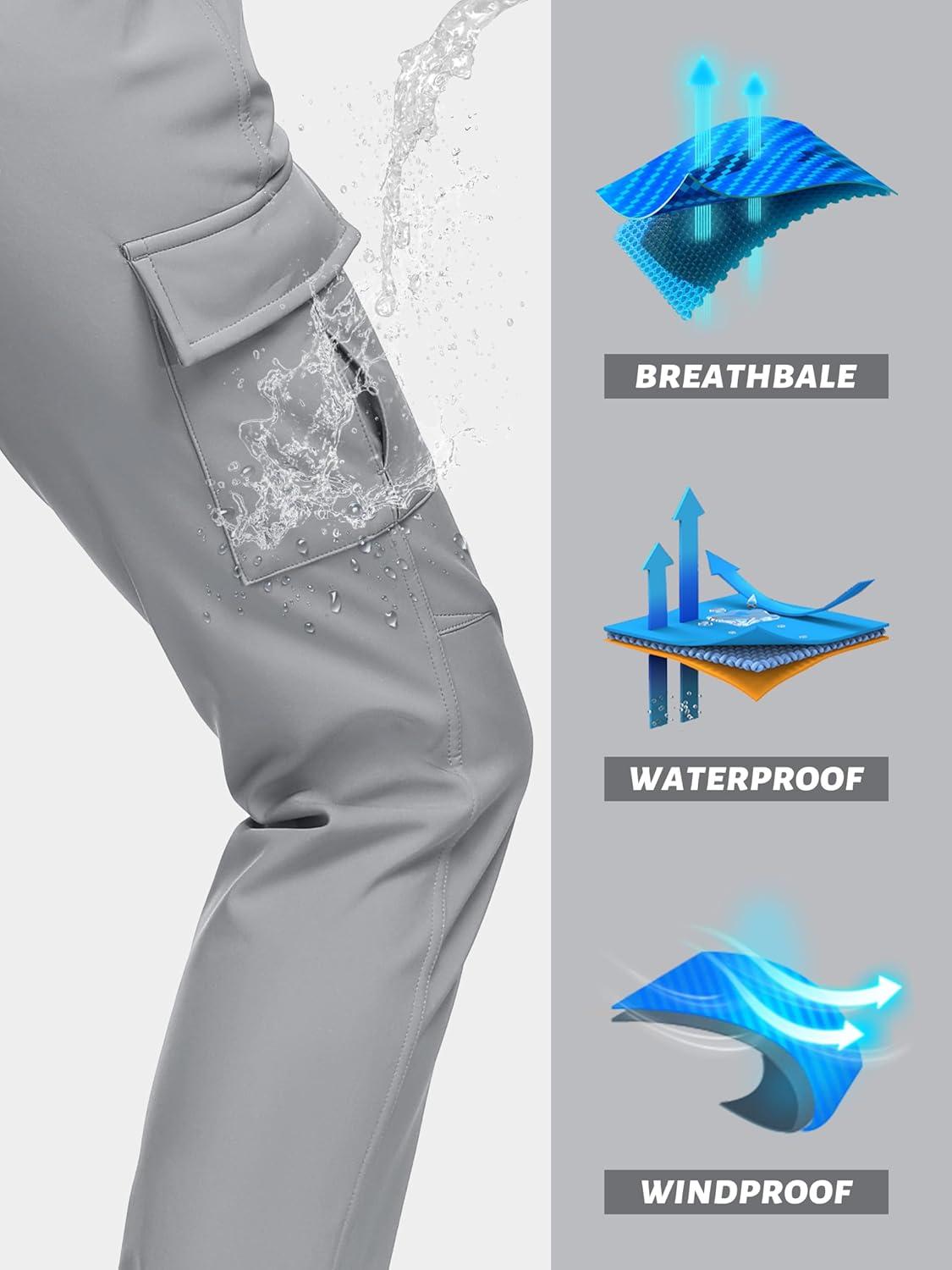 imageTACVASEN Hiking Pants for Women Water Resistant Snowboard Ski Pants with 5 Pockets Light Grey S