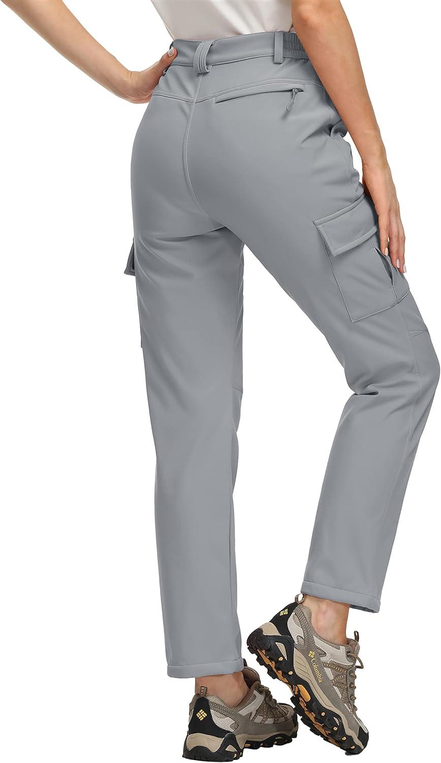 imageTACVASEN Hiking Pants for Women Water Resistant Snowboard Ski Pants with 5 Pockets Light Grey S
