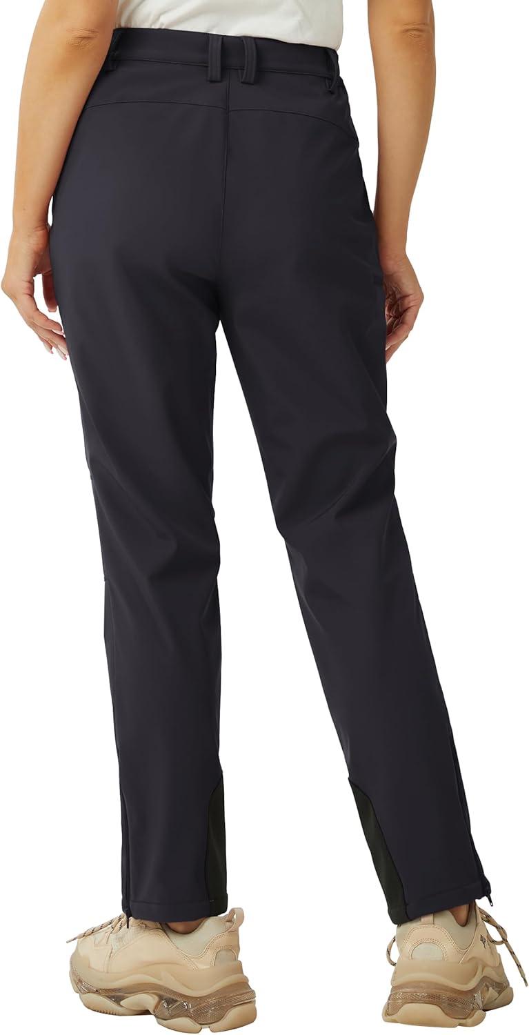 imageTACVASEN Womens Hiking Pants Fleece Lined Winter Snow Ski Pants Water Resistant Insulated Pants ScratchResistantBlack