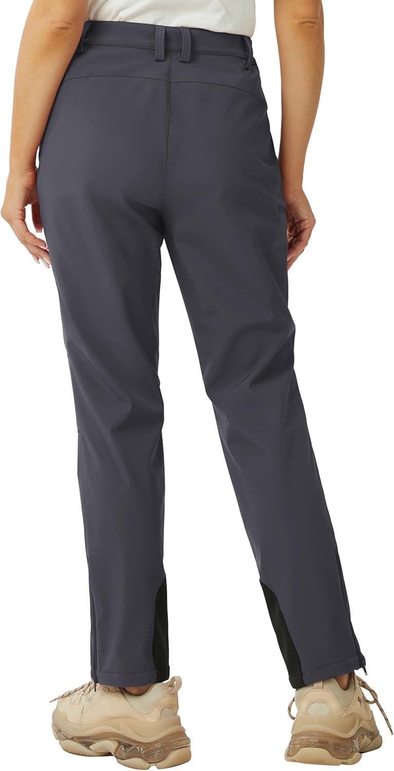 imageTACVASEN Womens Hiking Pants Fleece Lined Winter Snow Ski Pants Water Resistant Insulated Pants ScratchResistantDark Grey