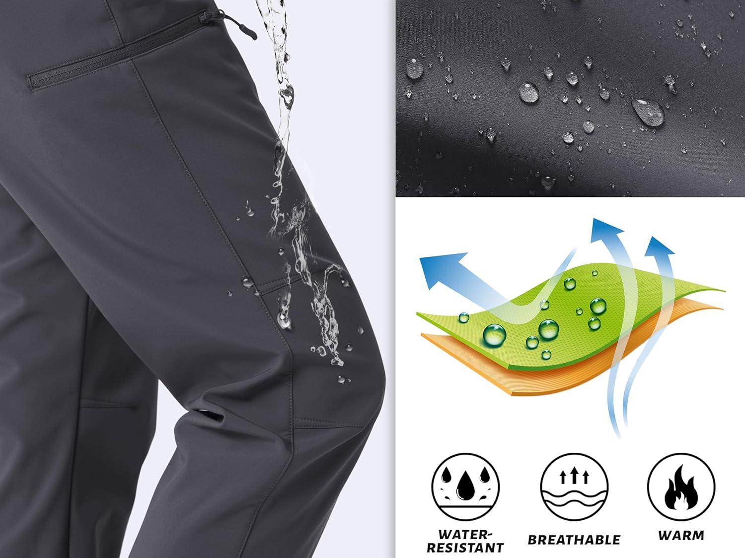 imageTACVASEN Womens Hiking Pants Fleece Lined Winter Snow Ski Pants Water Resistant Insulated Pants ScratchResistantDark Grey
