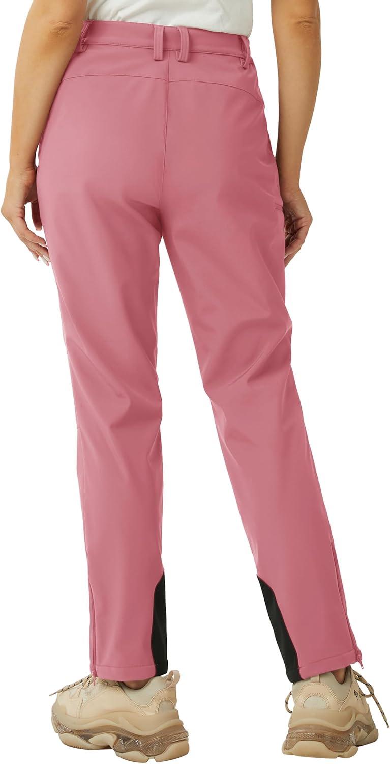 imageTACVASEN Womens Hiking Pants Fleece Lined Winter Snow Ski Pants Water Resistant Insulated Pants ScratchResistantGrey Pink