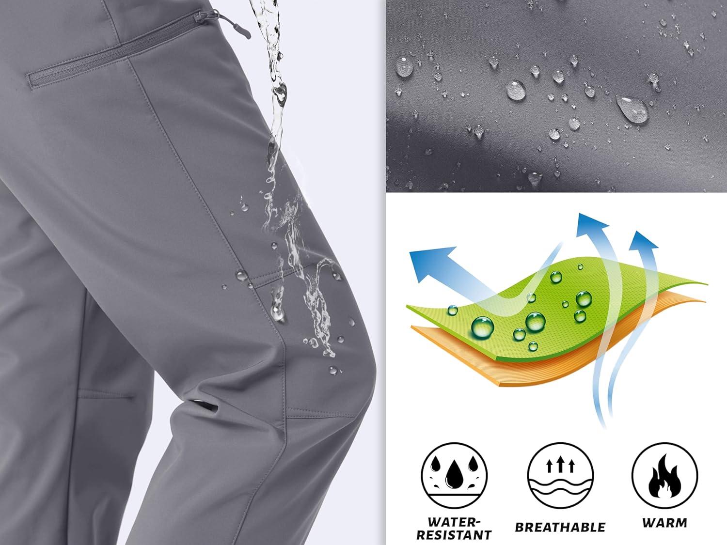 imageTACVASEN Womens Hiking Pants Fleece Lined Winter Snow Ski Pants Water Resistant Insulated Pants ScratchResistantLight Grey