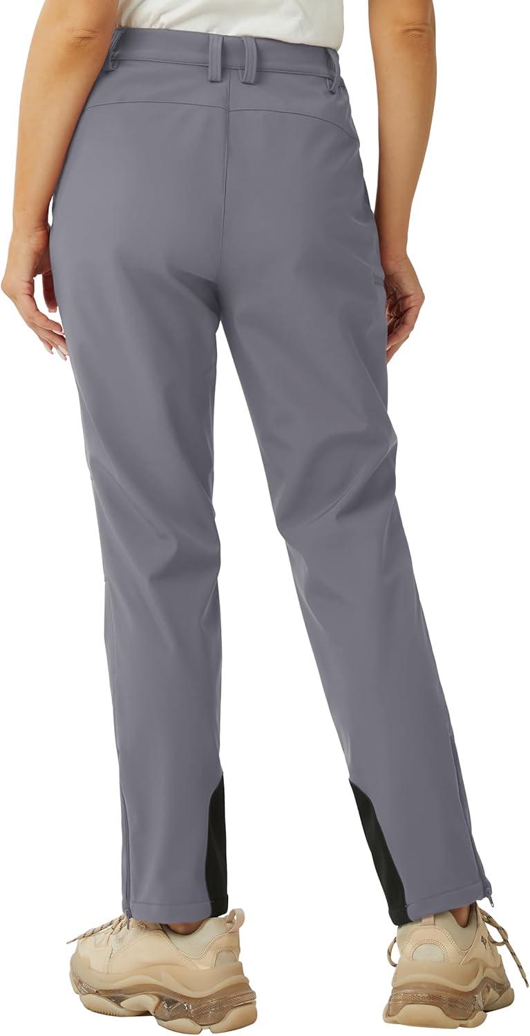 imageTACVASEN Womens Hiking Pants Fleece Lined Winter Snow Ski Pants Water Resistant Insulated Pants ScratchResistantLight Grey