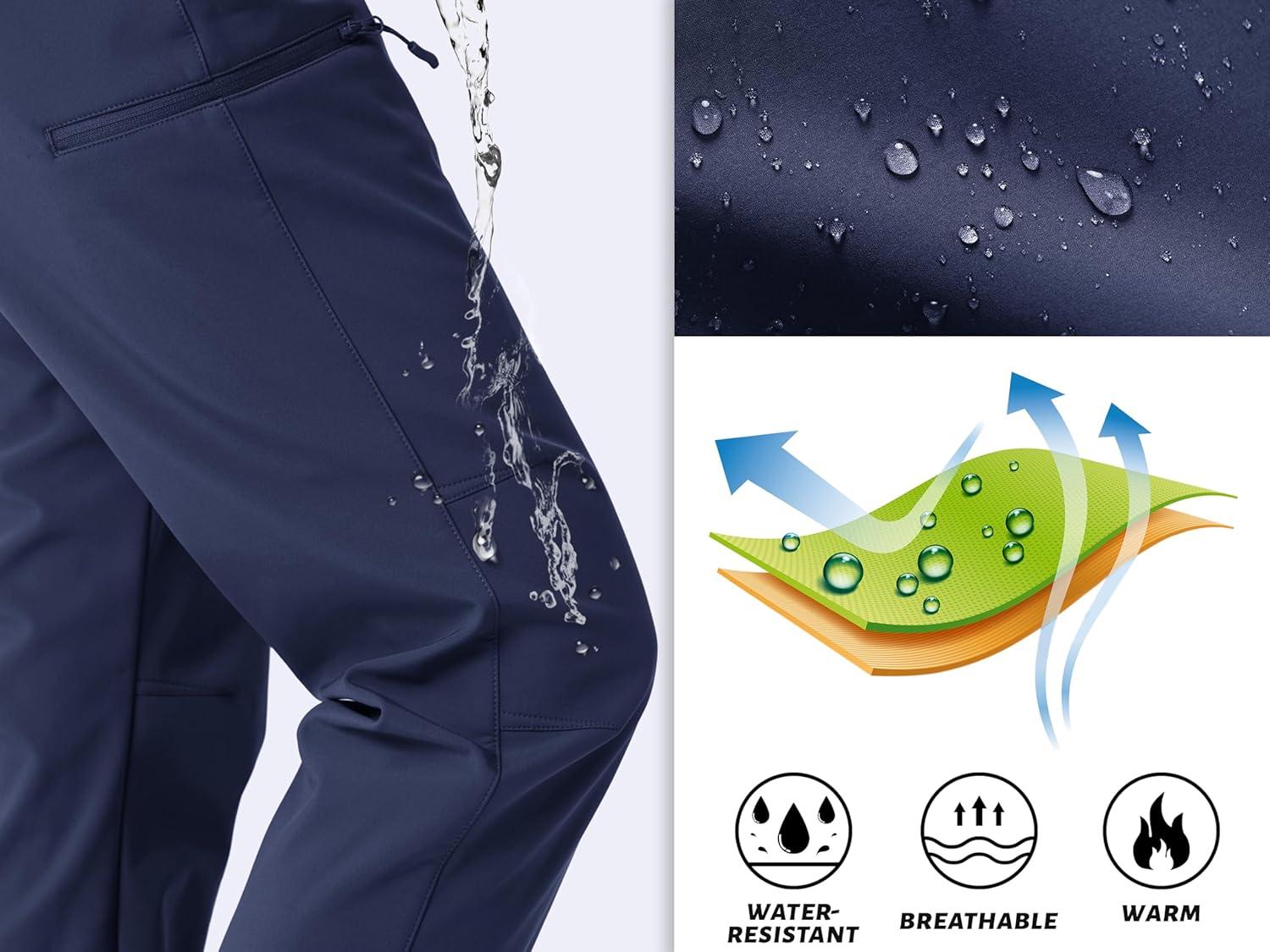 imageTACVASEN Womens Hiking Pants Fleece Lined Winter Snow Ski Pants Water Resistant Insulated Pants ScratchResistantNavy