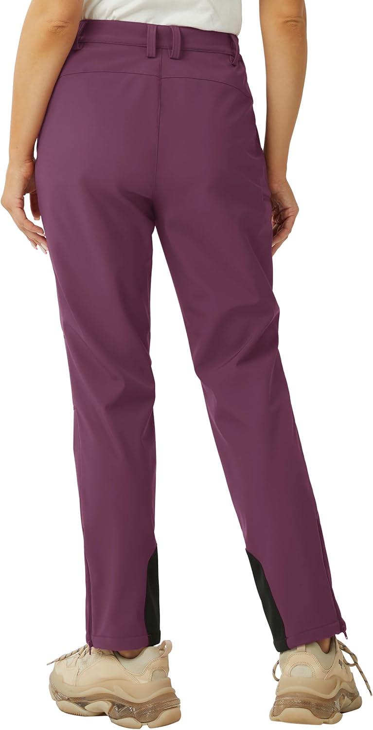 imageTACVASEN Womens Hiking Pants Fleece Lined Winter Snow Ski Pants Water Resistant Insulated Pants ScratchResistantPurple Red