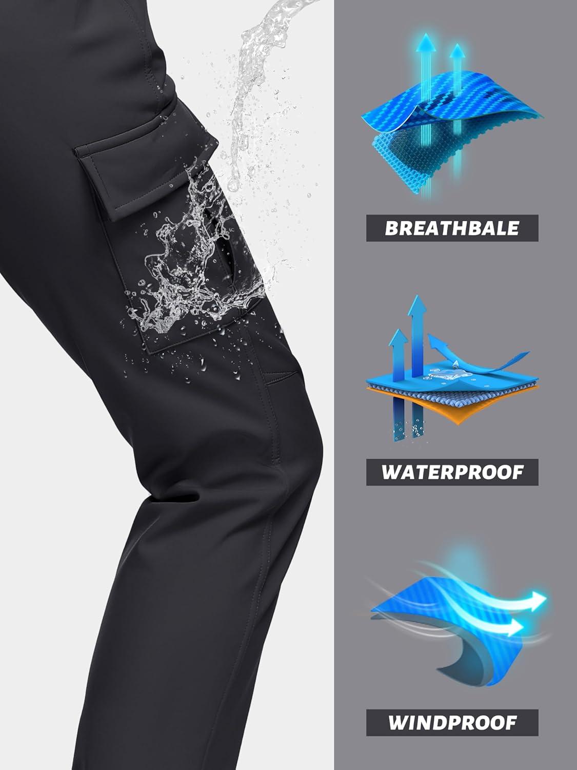 imageTACVASEN Womens Hiking Pants Warm Fleece Water Resistant Windproof Snow Ski Pants Black L