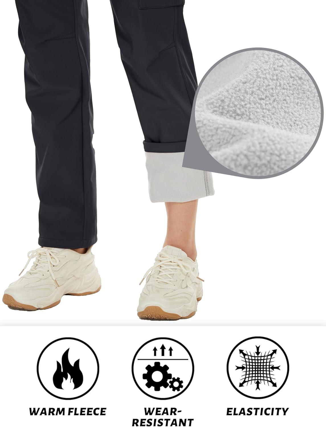 imageTACVASEN Womens Hiking Pants Warm Fleece Water Resistant Windproof Snow Ski Pants Black L
