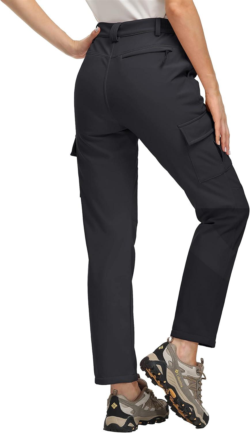 imageTACVASEN Womens Hiking Pants Warm Fleece Water Resistant Windproof Snow Ski Pants Black L