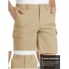 imageTACVASEN Mens Cargo Short 6 Pockets Comfortable Twill Cotton Elastic Waist Causal Work ShortsLight Khaki