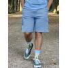 imageTACVASEN Mens Cargo Short 6 Pockets Comfortable Twill Cotton Elastic Waist Causal Work ShortsSky Blue