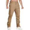 imageTACVASEN Mens Cotton Cargo Long Pants 9 Pockets Elastic Waist Military Work Hiking Outdoor PantsNo BeltBrown