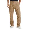 imageTACVASEN Mens Cotton Cargo Long Pants 9 Pockets Elastic Waist Military Work Hiking Outdoor PantsNo BeltBrown