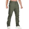 imageTACVASEN Mens Cotton Cargo Long Pants 9 Pockets Elastic Waist Military Work Hiking Outdoor PantsNo BeltGreen