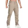 imageTACVASEN Mens Cotton Cargo Long Pants 9 Pockets Elastic Waist Military Work Hiking Outdoor PantsNo BeltSand