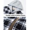 imageTACVASEN Mens Flannel Jacket with Pockets Shacket Plaid Shirts Fleece Padded shirt Button Down Jackets with HoodBlack and White