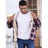 imageTACVASEN Mens Flannel Jacket with Pockets Shacket Plaid Shirts Fleece Padded shirt Button Down Jackets with HoodBlack and White