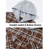 imageTACVASEN Mens Flannel Jacket with Pockets Shacket Plaid Shirts Fleece Padded shirt Button Down Jackets with HoodBrown Khaki